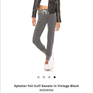 Monrow Sweatpants Vintage Black Foil Splatter Lg